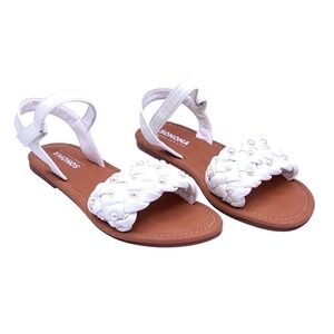 Sonoma White Braided Pearl Ankle Strap Sandals Women's Size 4 Shoes NIB